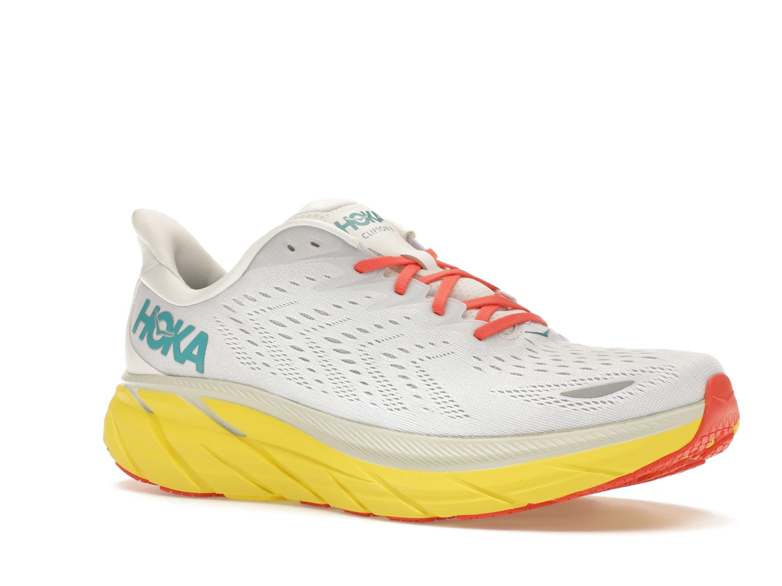 Vue 4 de Hoka One One Clifton 8 Blanc De Blanc Illuminating Yellow