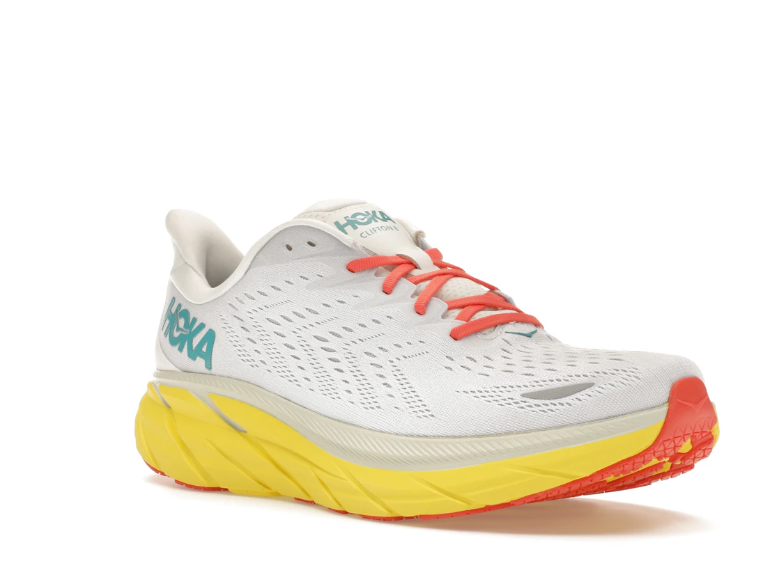 Vue 5 de Hoka One One Clifton 8 Blanc De Blanc Illuminating Yellow
