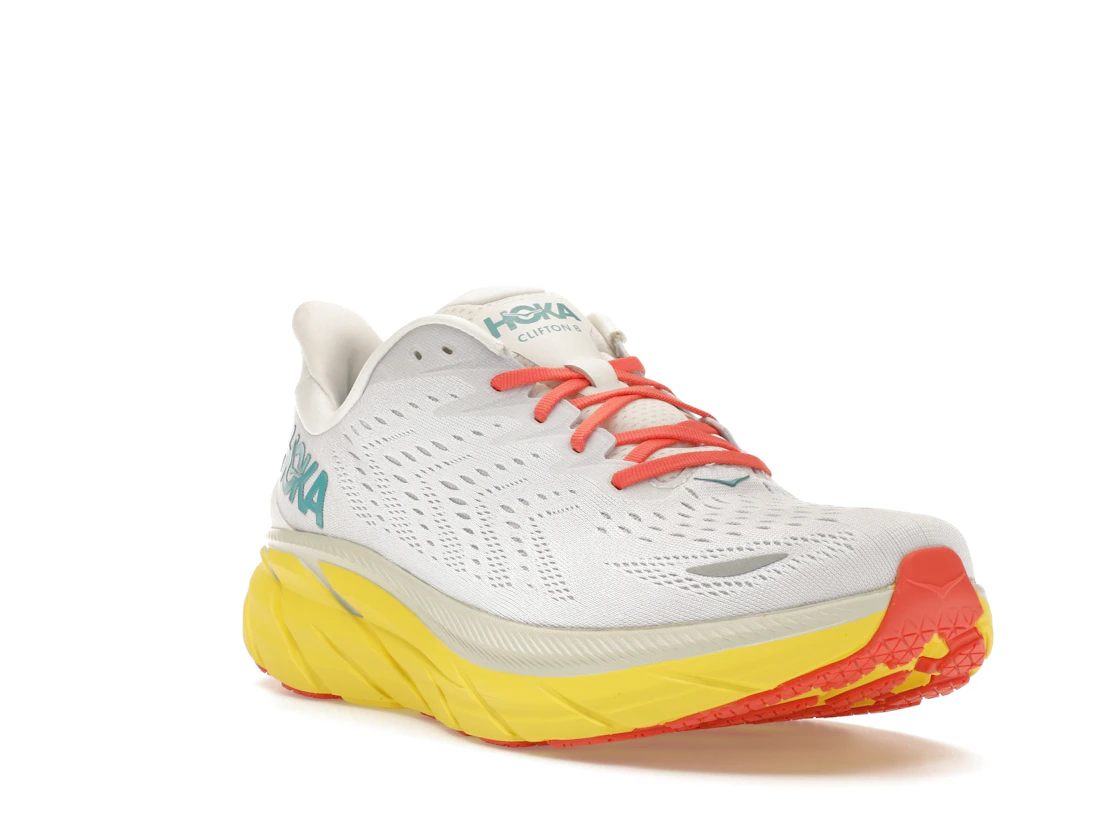 Vue 6 de Hoka One One Clifton 8 Blanc De Blanc Illuminating Yellow