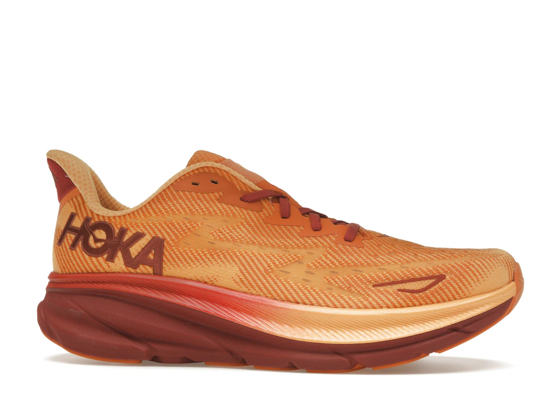 Vue 2 de Hoka One One Clifton 9 Amber Haze Sherbet