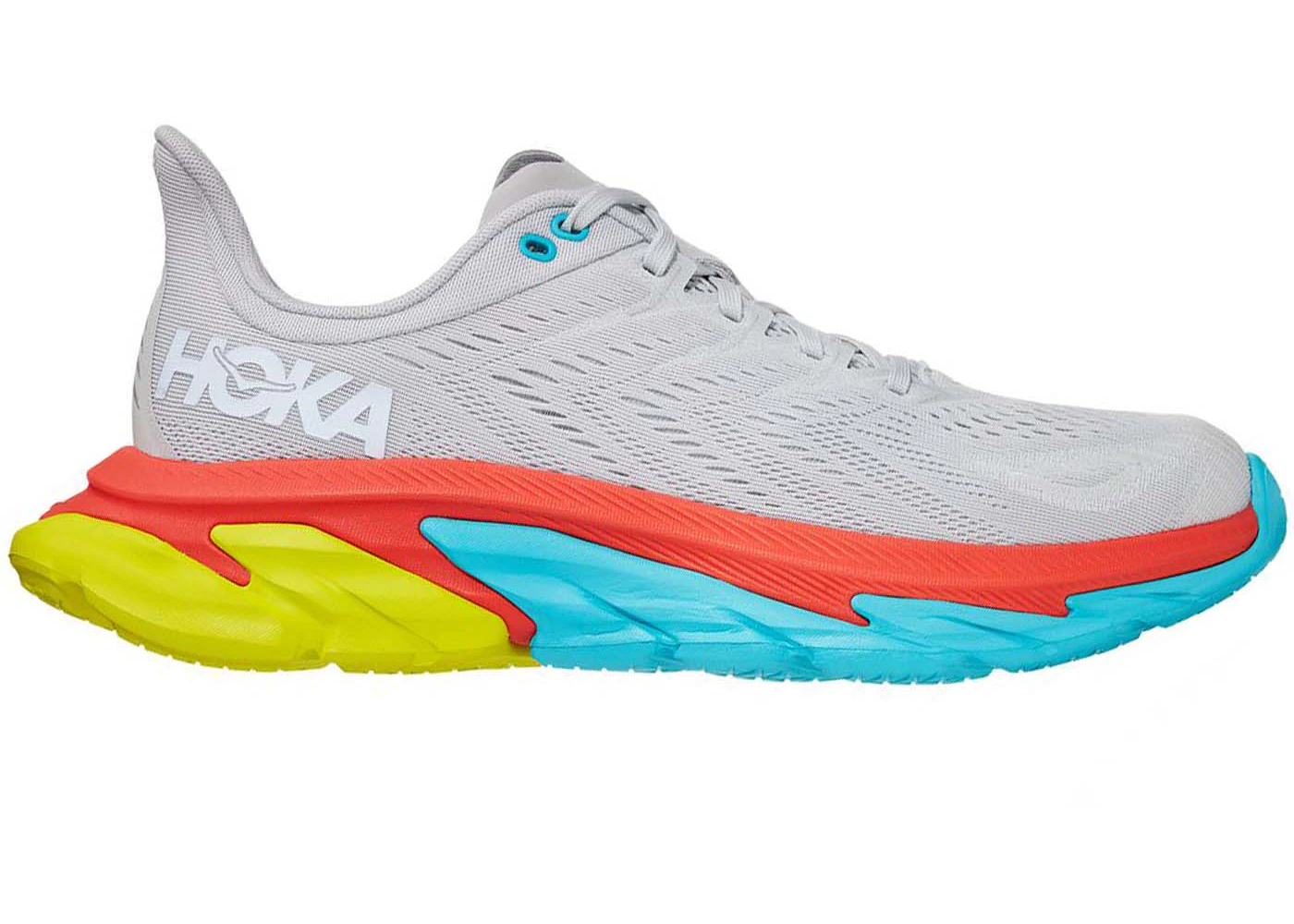 Hoka One One Clifton Edge Lunar Rock Cyan Red