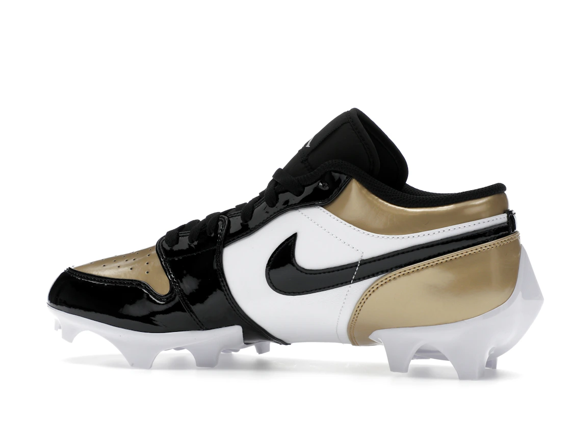Vue 21 de Jordan 1 Low TD Cleat Patent Gold Toe