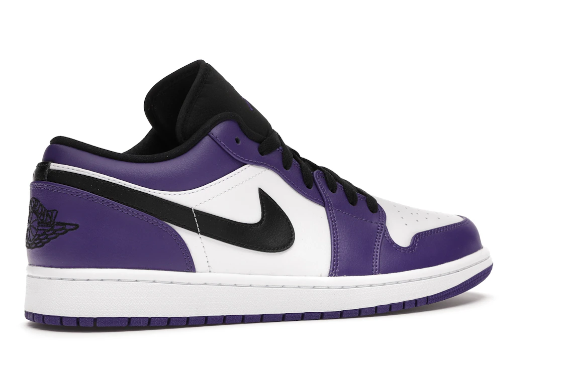 Vue 34 de Jordan 1 Low Court Purple White