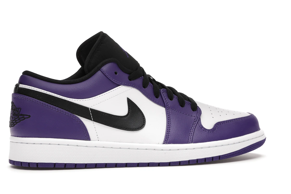 Vue 35 de Jordan 1 Low Court Purple White
