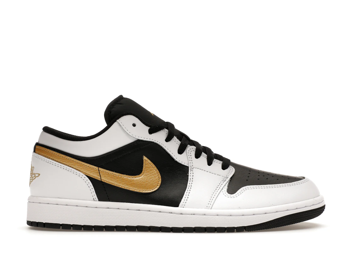 Vue 1 de Jordan 1 Low White Black Metallic Gold Swoosh