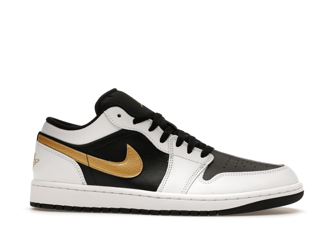 Vue 2 de Jordan 1 Low White Black Metallic Gold Swoosh