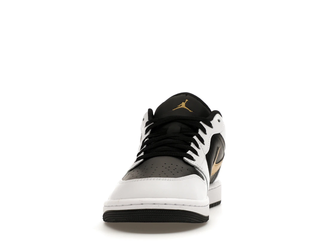 Vue 11 de Jordan 1 Low White Black Metallic Gold Swoosh