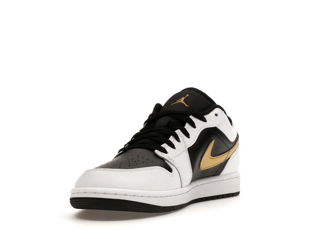 Vue 13 de Jordan 1 Low White Black Metallic Gold Swoosh