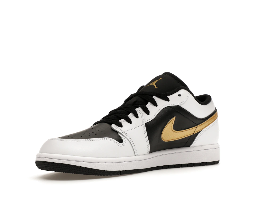 Vue 15 de Jordan 1 Low White Black Metallic Gold Swoosh