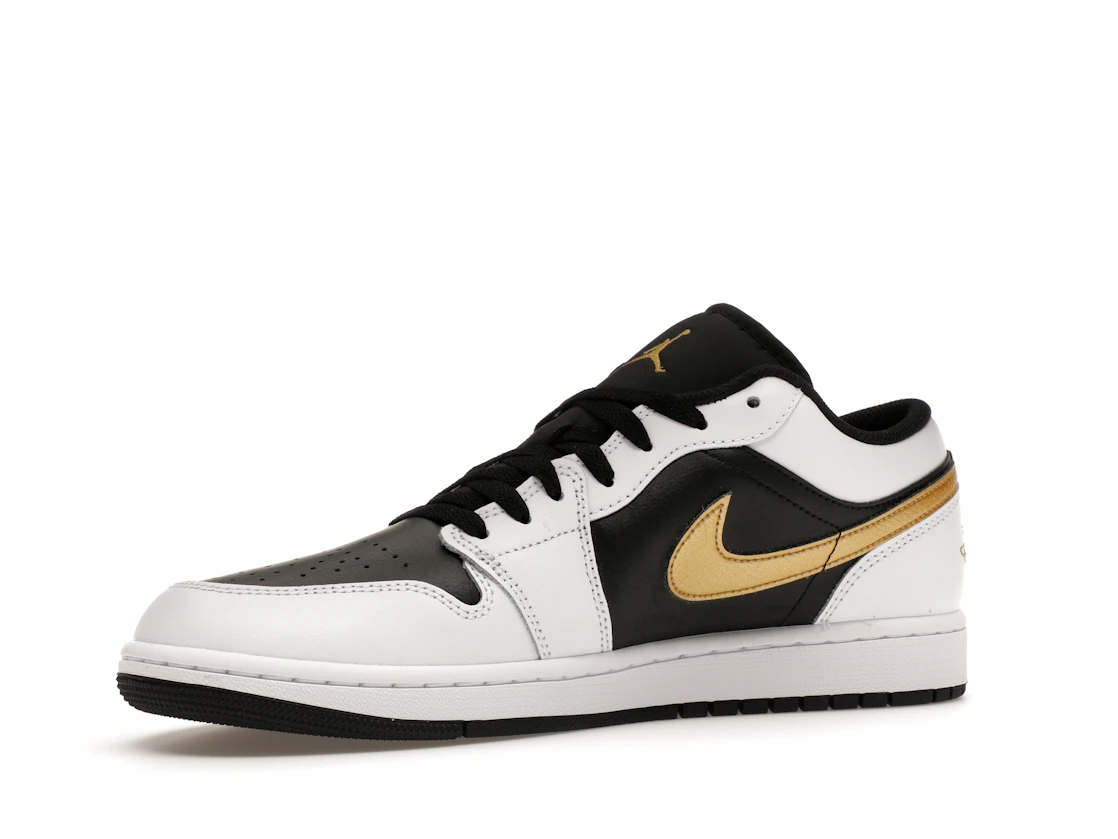 Vue 16 de Jordan 1 Low White Black Metallic Gold Swoosh