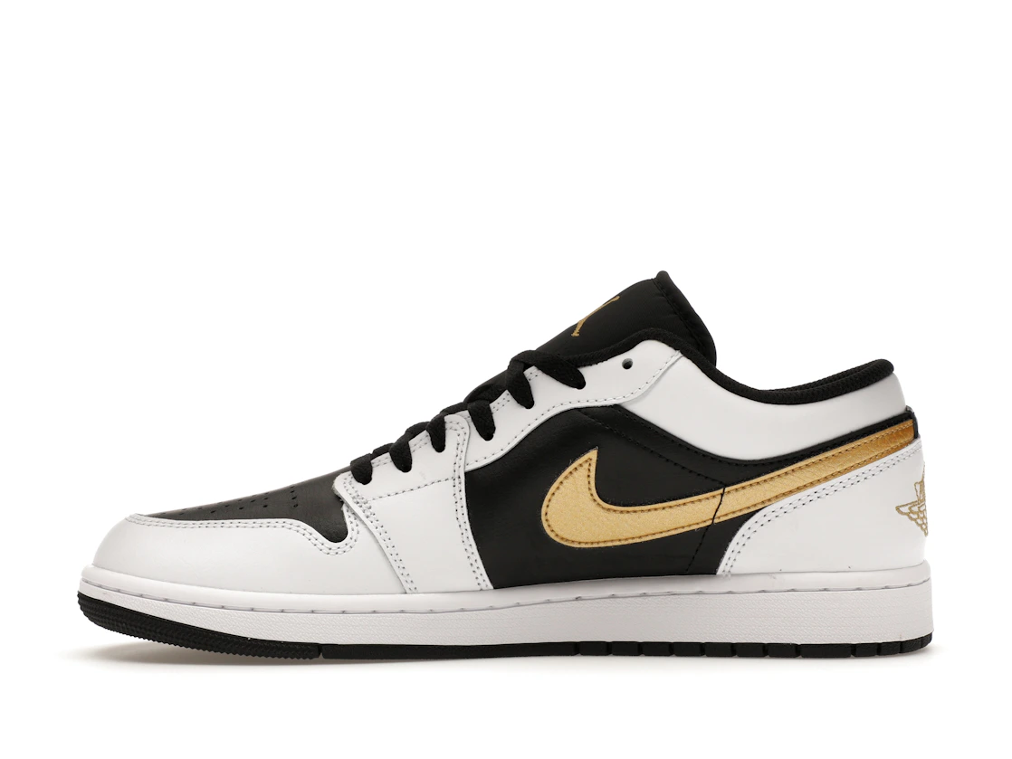Vue 19 de Jordan 1 Low White Black Metallic Gold Swoosh
