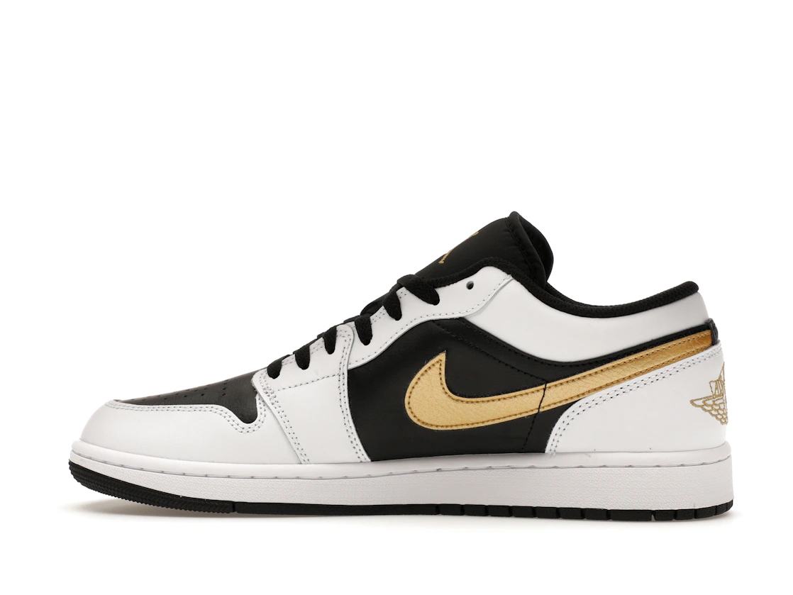 Vue 20 de Jordan 1 Low White Black Metallic Gold Swoosh