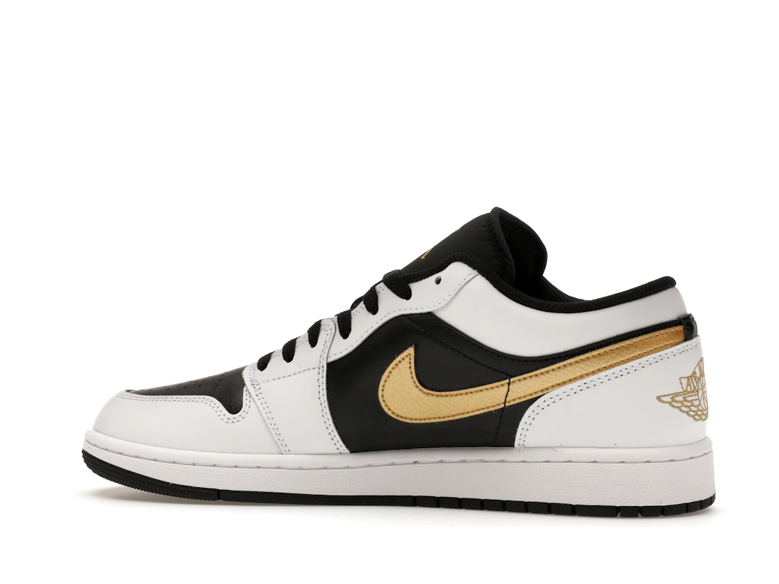 Vue 21 de Jordan 1 Low White Black Metallic Gold Swoosh