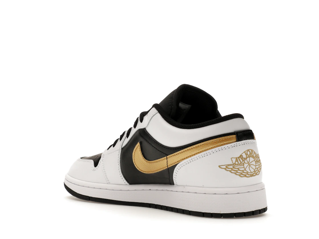 Vue 24 de Jordan 1 Low White Black Metallic Gold Swoosh