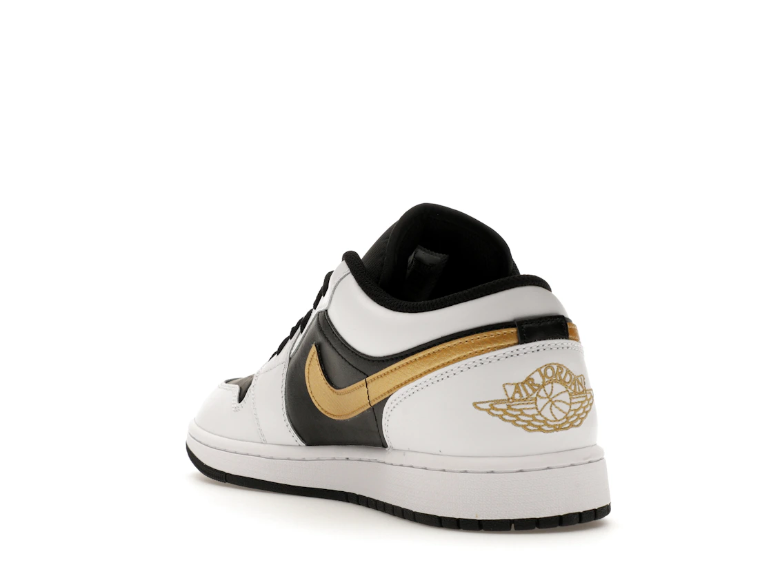 Vue 25 de Jordan 1 Low White Black Metallic Gold Swoosh