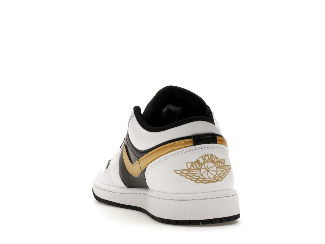 Vue 26 de Jordan 1 Low White Black Metallic Gold Swoosh