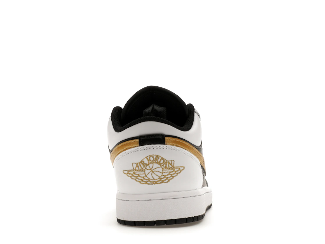 Vue 28 de Jordan 1 Low White Black Metallic Gold Swoosh