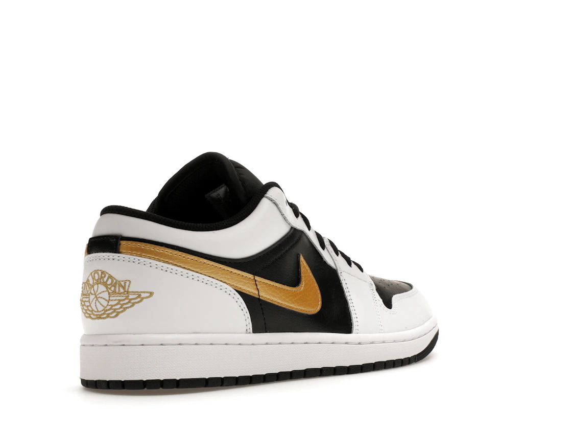 Vue 32 de Jordan 1 Low White Black Metallic Gold Swoosh