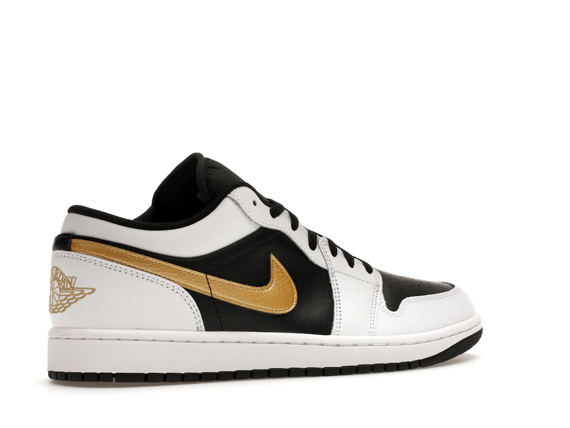 Vue 34 de Jordan 1 Low White Black Metallic Gold Swoosh