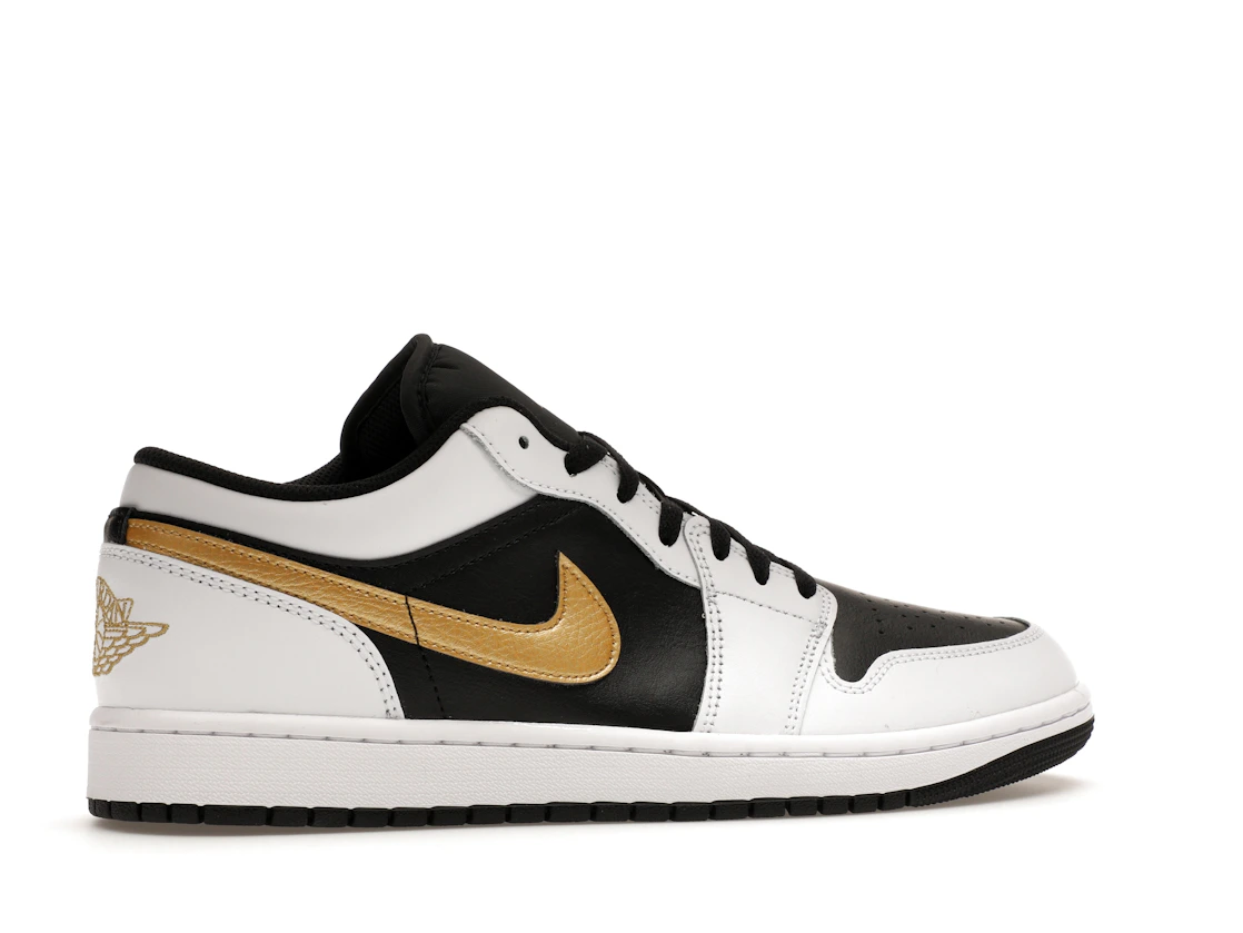 Vue 35 de Jordan 1 Low White Black Metallic Gold Swoosh