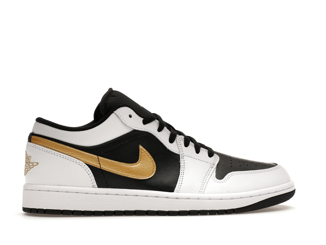 Vue 36 de Jordan 1 Low White Black Metallic Gold Swoosh