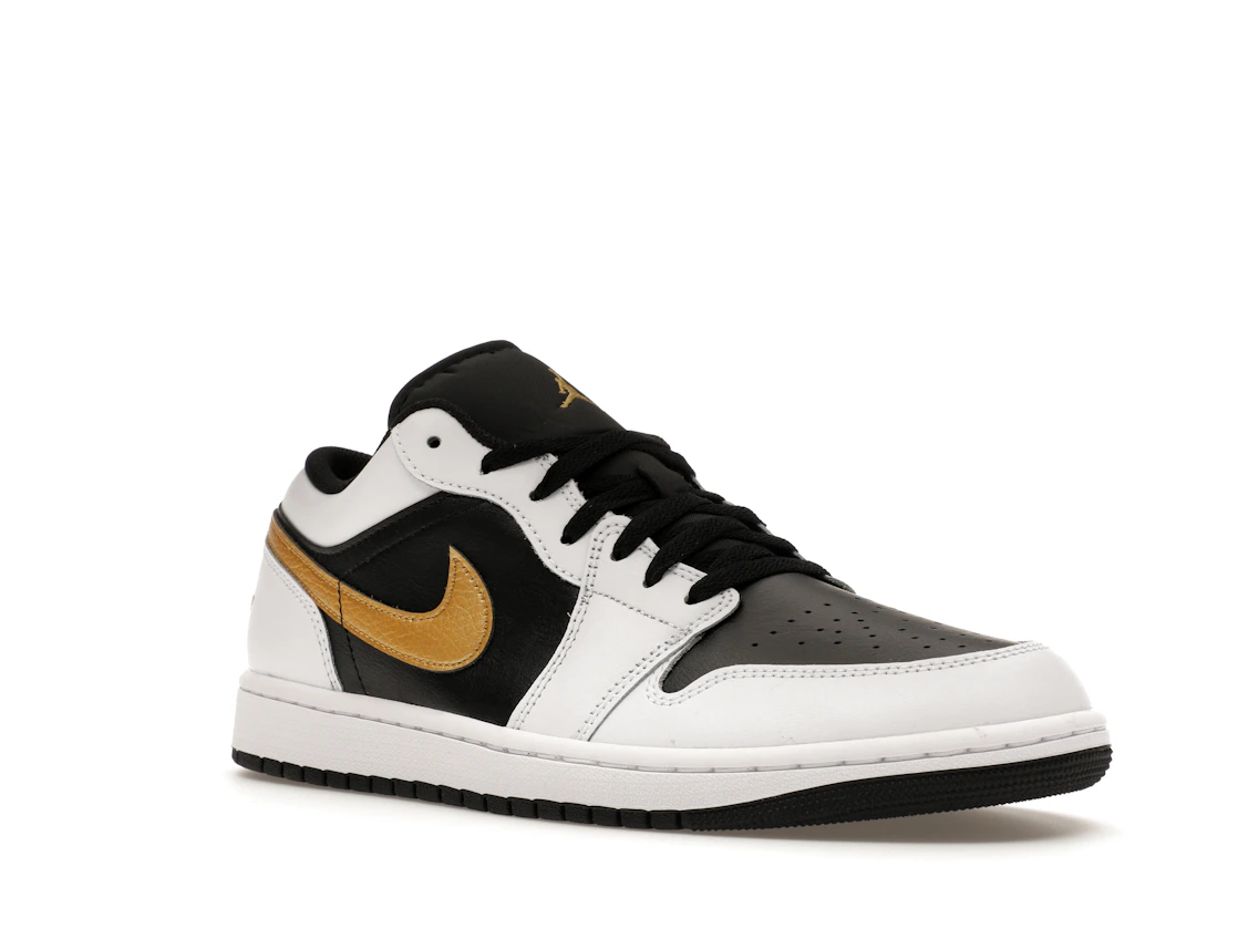 Vue 5 de Jordan 1 Low White Black Metallic Gold Swoosh
