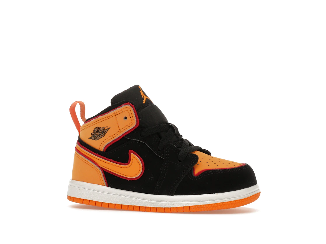 Vue 3 de Jordan 1 Mid SE Black Vivid Orange (TD)