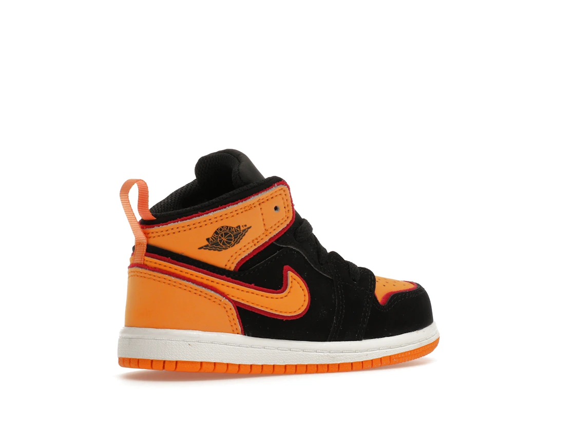 Vue 34 de Jordan 1 Mid SE Black Vivid Orange (TD)
