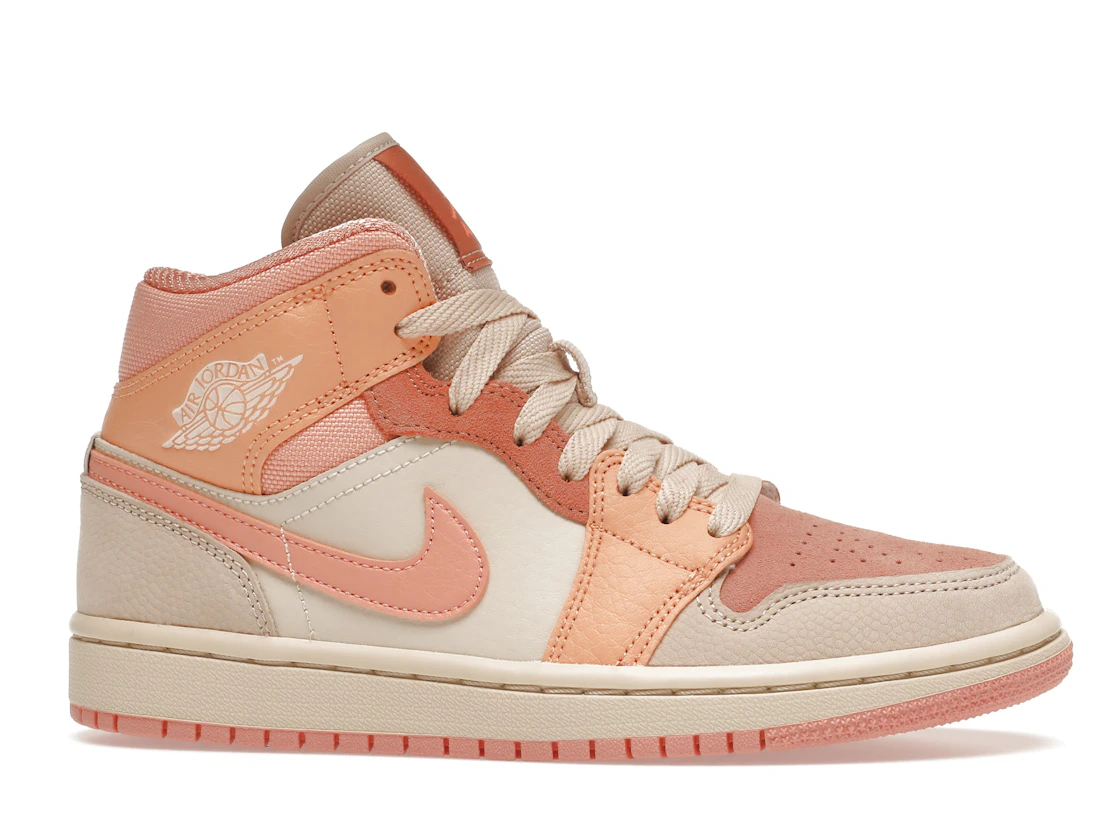 Vue 2 de Jordan 1 Mid Apricot Orange 