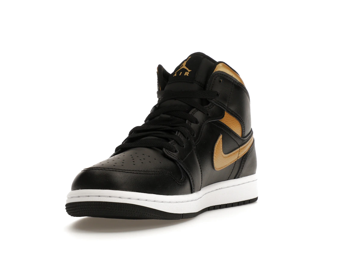 Vue 13 de Jordan 1 Mid Black Metallic Gold