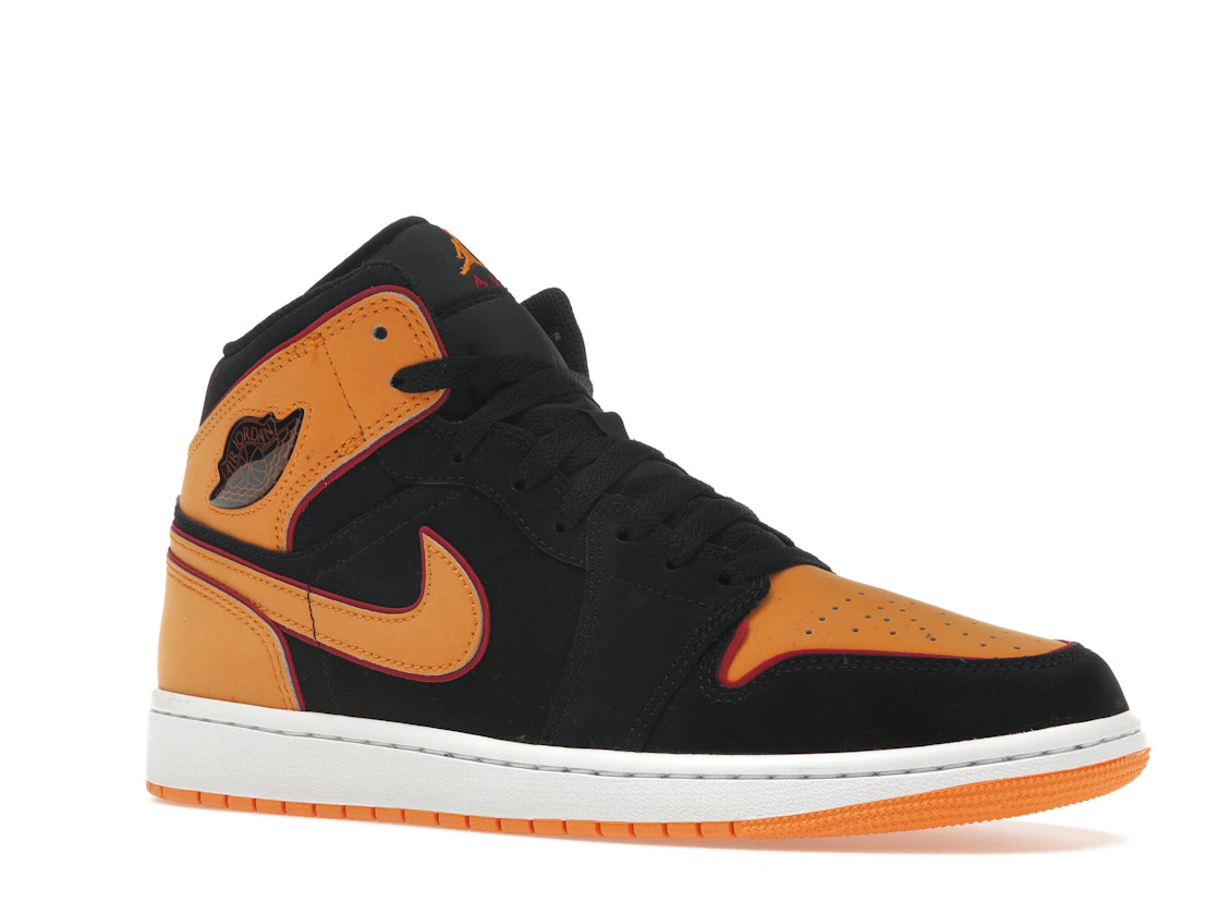 Vue 4 de Jordan 1 Mid Fat Tongue Black Orange