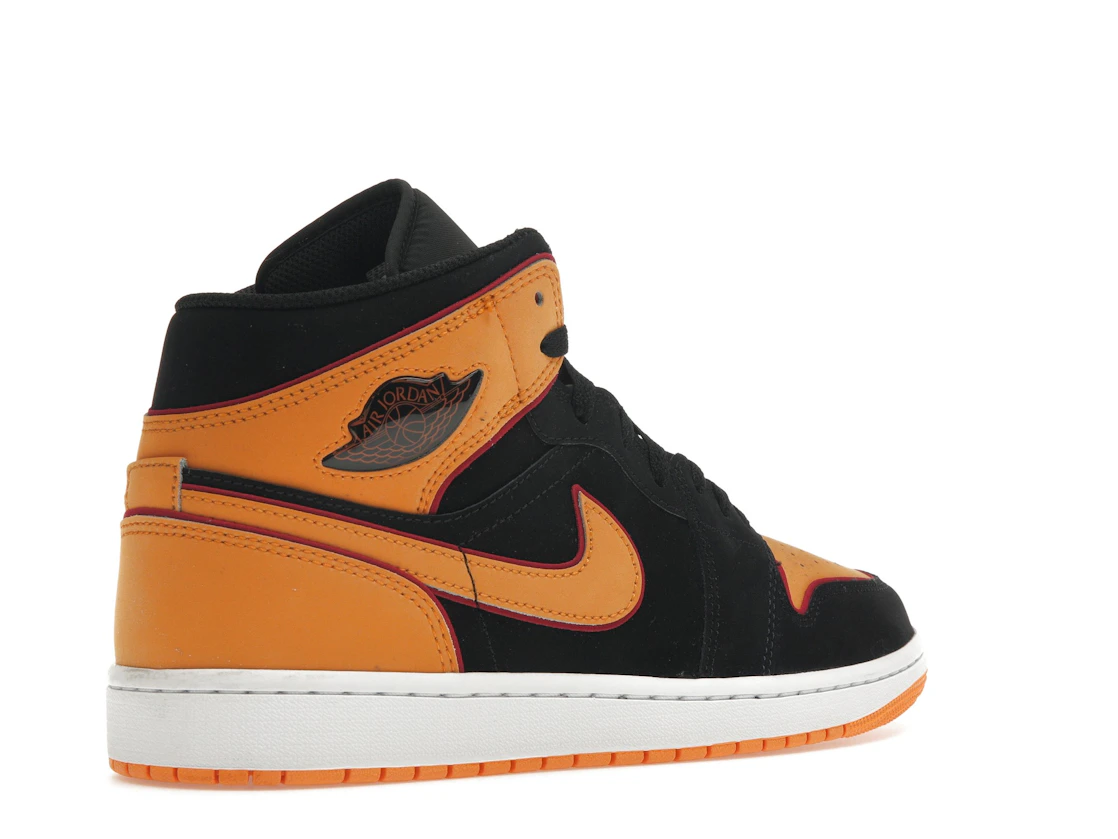 Vue 33 de Jordan 1 Mid Fat Tongue Black Orange