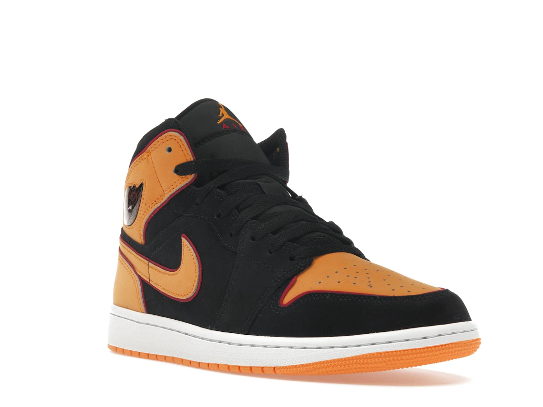 Vue 6 de Jordan 1 Mid Fat Tongue Black Orange
