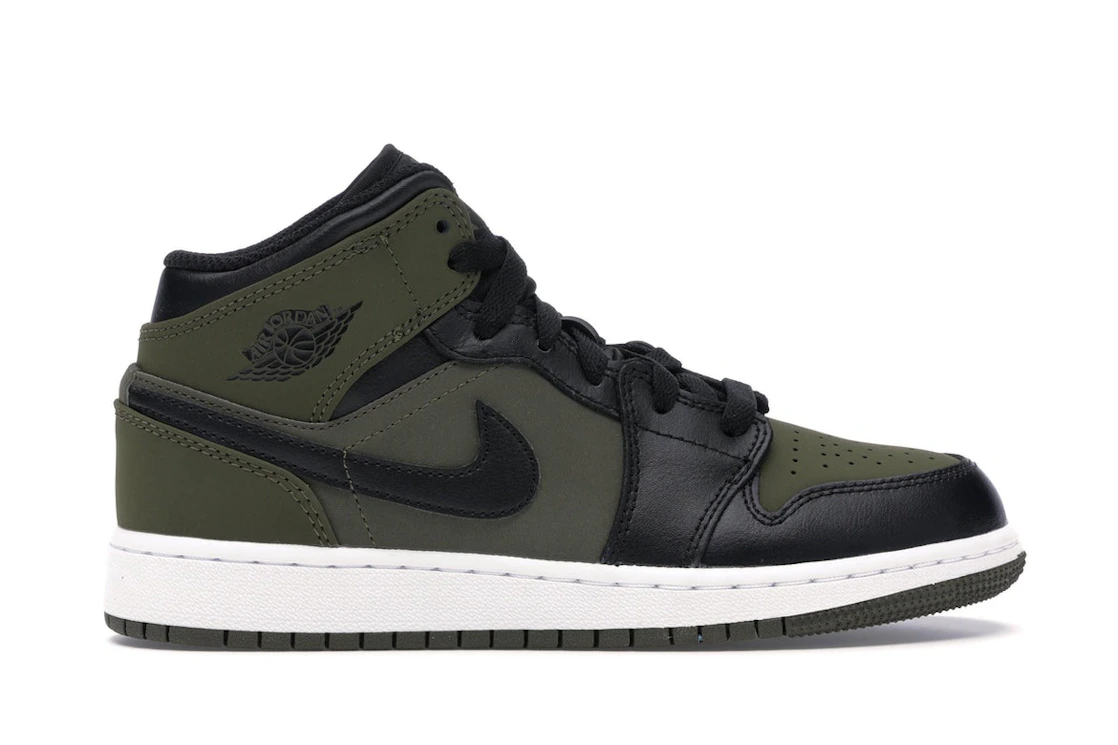 Vue 1 de Jordan 1 Mid Olive Canvas Black (GS)