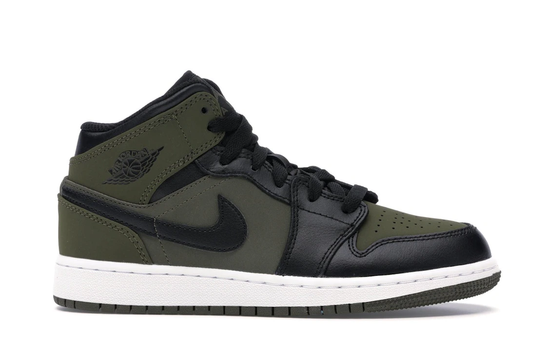 Vue 2 de Jordan 1 Mid Olive Canvas Black (GS)