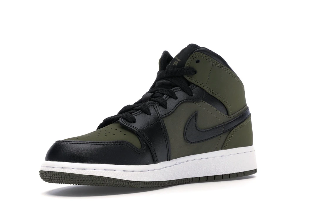 Vue 15 de Jordan 1 Mid Olive Canvas Black (GS)
