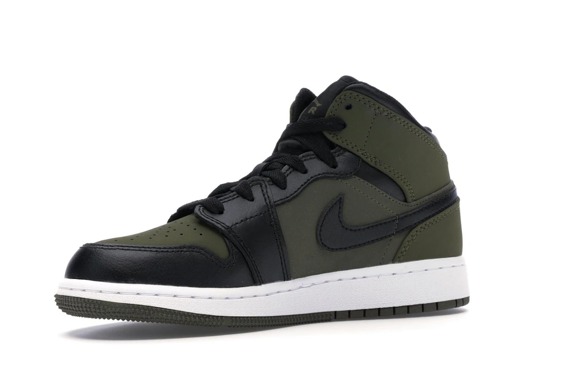 Vue 16 de Jordan 1 Mid Olive Canvas Black (GS)