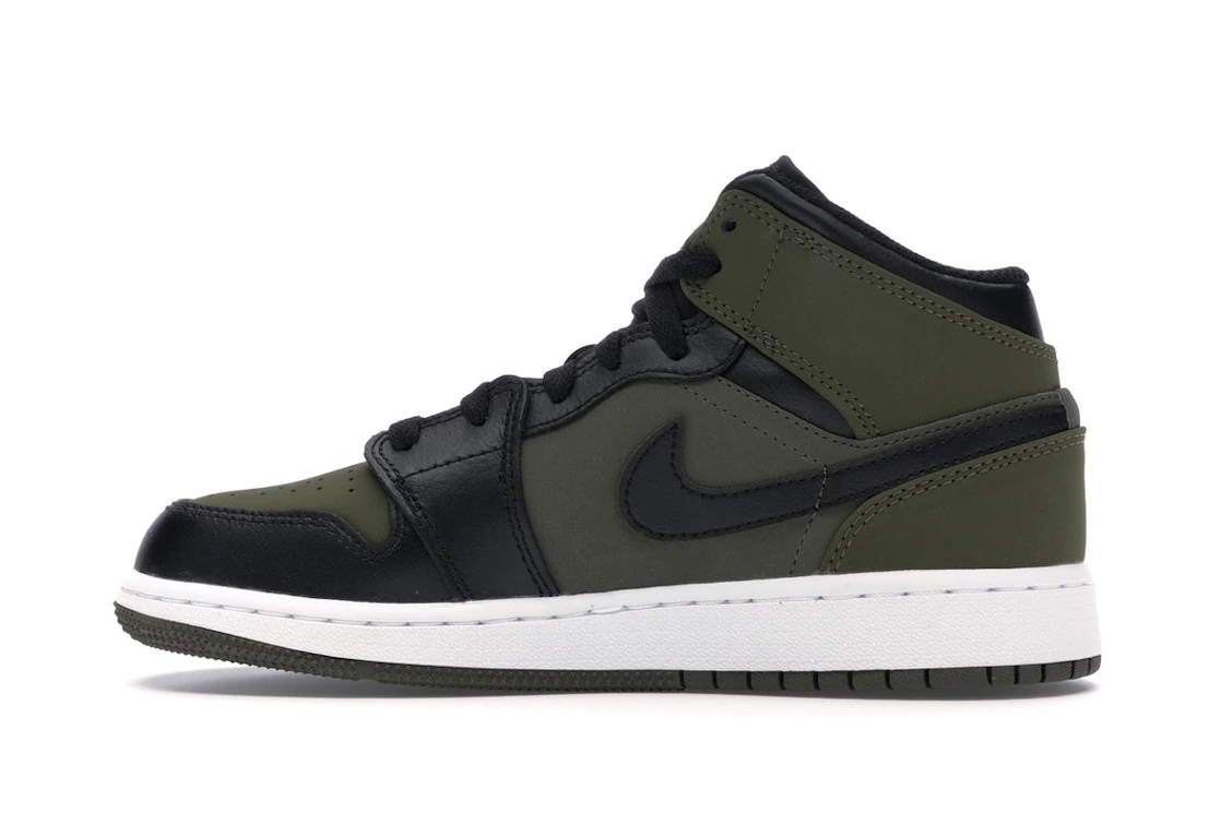 Vue 20 de Jordan 1 Mid Olive Canvas Black (GS)
