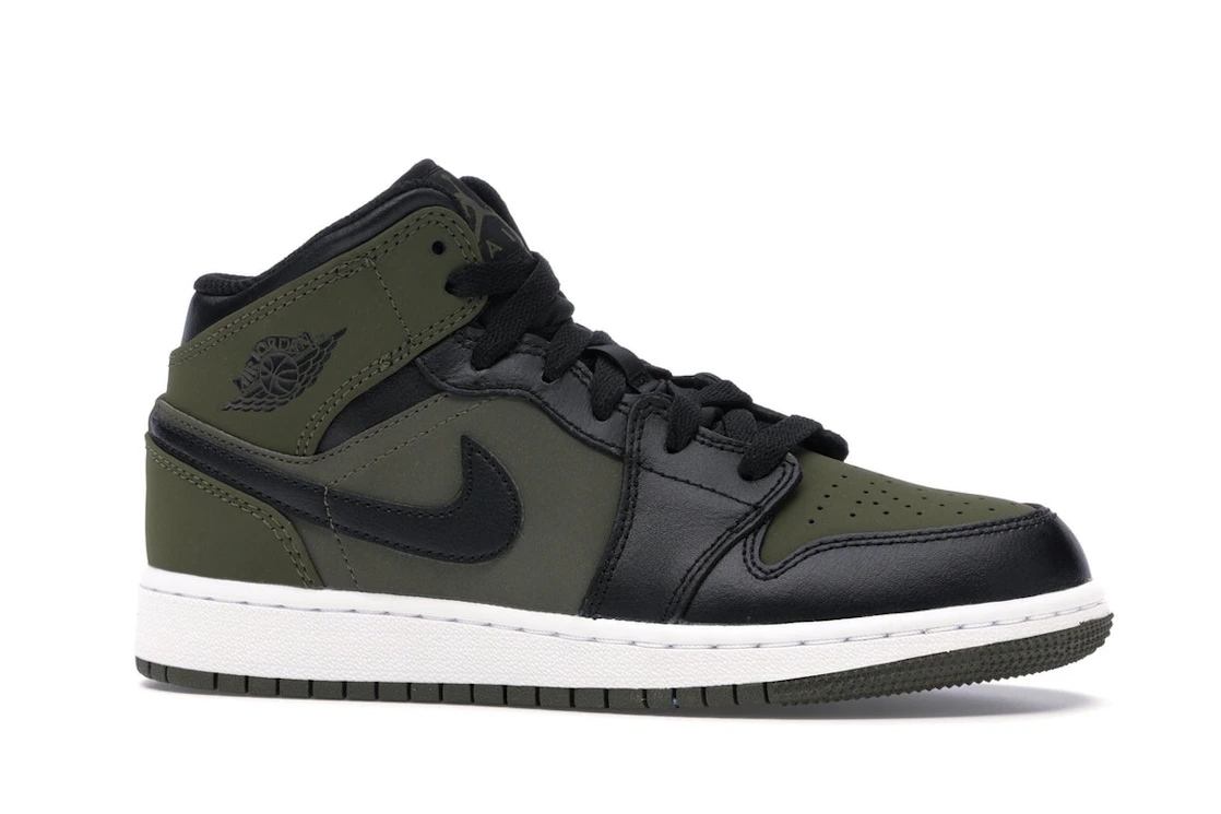 Vue 3 de Jordan 1 Mid Olive Canvas Black (GS)