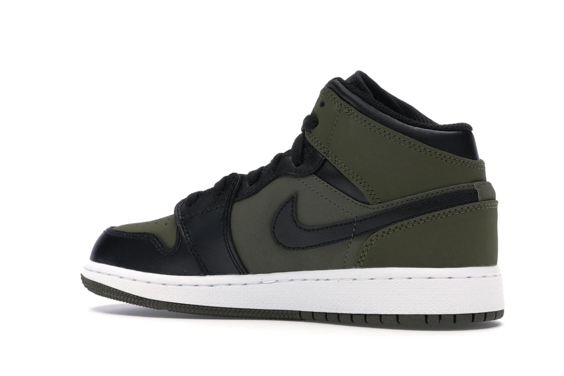 Vue 22 de Jordan 1 Mid Olive Canvas Black (GS)