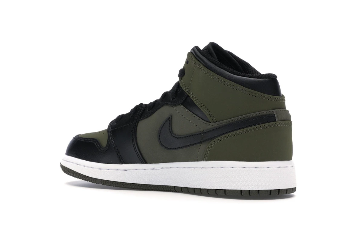 Vue 23 de Jordan 1 Mid Olive Canvas Black (GS)