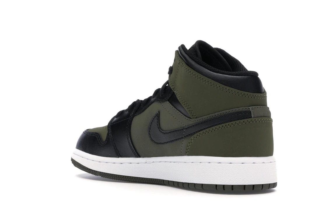 Vue 24 de Jordan 1 Mid Olive Canvas Black (GS)