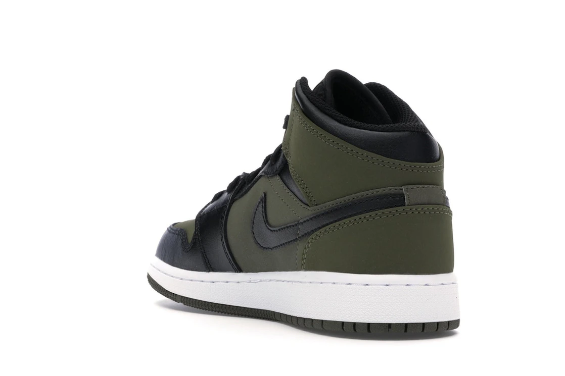 Vue 25 de Jordan 1 Mid Olive Canvas Black (GS)