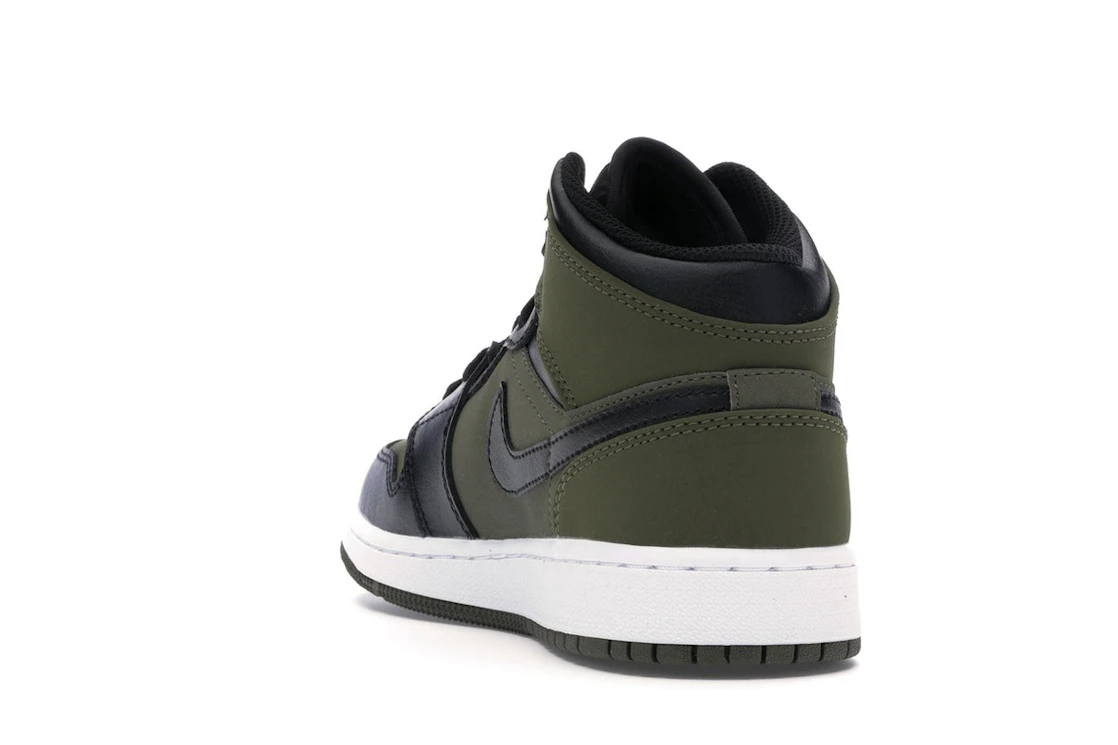 Vue 26 de Jordan 1 Mid Olive Canvas Black (GS)