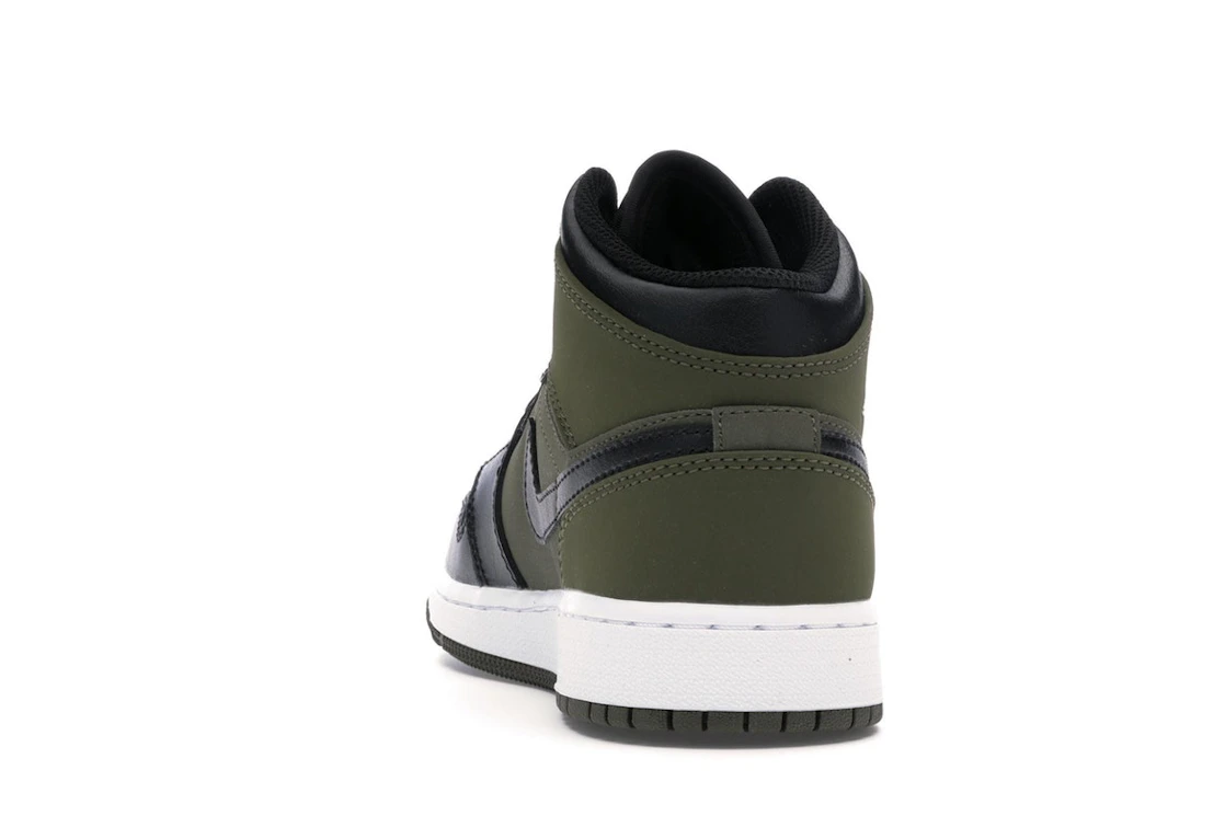 Vue 27 de Jordan 1 Mid Olive Canvas Black (GS)