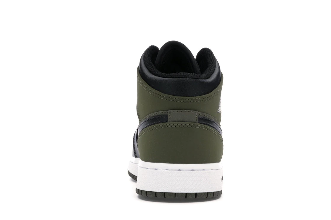 Vue 28 de Jordan 1 Mid Olive Canvas Black (GS)