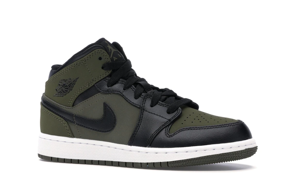 Vue 4 de Jordan 1 Mid Olive Canvas Black (GS)