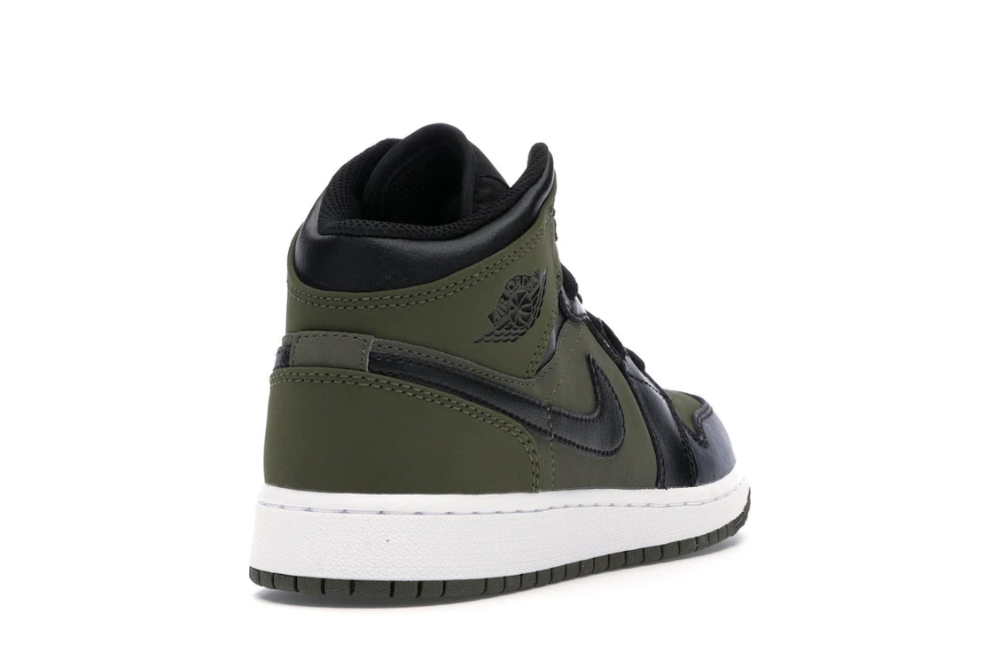 Vue 31 de Jordan 1 Mid Olive Canvas Black (GS)