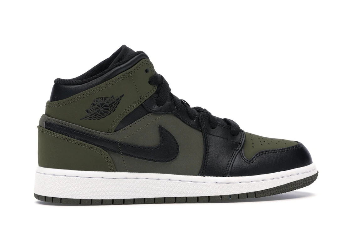 Vue 36 de Jordan 1 Mid Olive Canvas Black (GS)