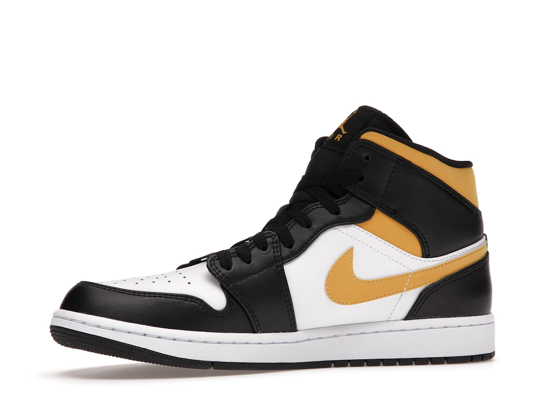 Vue 17 de Jordan 1 Mid White Pollen Black